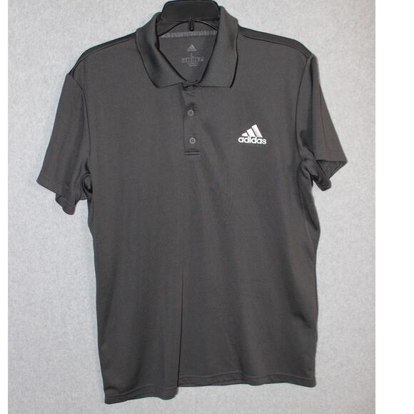 Adidas‎ Climalite Golf Polo Men Size Large Gray with White Logo - Picture 1 of 6